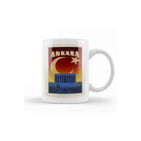 Humuts Porselen Beyaz Başkent Ankara ve Anıtkabir Kupa Bardak