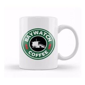 Humuts Porselen Beyaz Baywatch Coffee Starbucks Logo Kupa Bardak