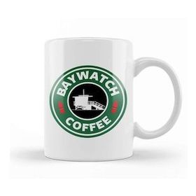 Humuts Porselen Beyaz Baywatch Coffee Starbucks Logo Kupa Bardak