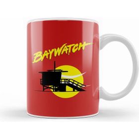 Humuts Porselen Beyaz Baywatch Lifeguard Tower Sunset Kupa Bardak