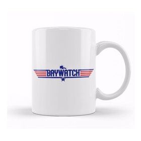 Humuts Porselen Beyaz Baywatch Top Gun Logo Kupa Bardak