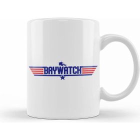 Humuts Porselen Beyaz Baywatch Top Gun Logo Kupa Bardak