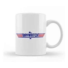 Humuts Porselen Beyaz Baywatch Top Gun Logo Kupa Bardak