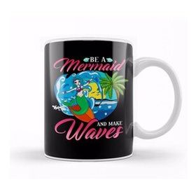 Humuts Porselen Beyaz Be A Mermaid And Make Waves Adorable Mermaid Pun Kupa Bardak