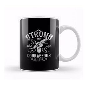 Humuts Porselen Beyaz Be Strong And Courageous Motivational Quote Kupa Bardak