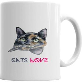 Humuts Porselen Beyaz Cats Love Kedi Kupa Bardak
