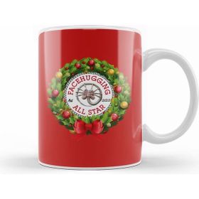 Humuts Porselen Beyaz Christmas All Star Facehugger Alien Wreath Kupa Bardak