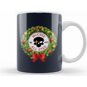 Humuts Porselen Beyaz Christmas All Star Overwatch Mccree Wreath Kupa Bardak