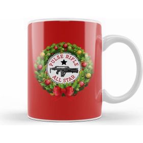 Humuts Porselen Beyaz Christmas All Star Pulse Rifle Aliens Wreath Kupa Bardak