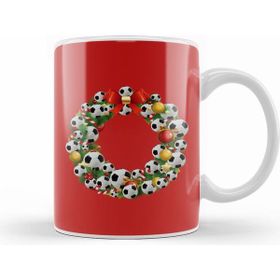 Humuts Porselen Beyaz Christmas Football Wreath Kupa Bardak