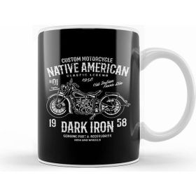 Humuts Porselen Beyaz Custom Motorcycle Native American Dark Iron Kupa Bardak
