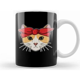 Humuts Porselen Beyaz Cute Adorable Gangster Bandana Cat Thug Kitty Kupa Bardak