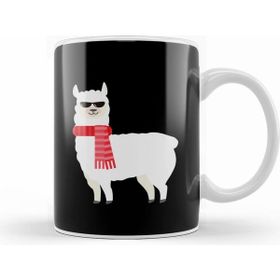Humuts Porselen Beyaz Cute Adorable Llama With Cool Sunglasses Kupa Bardak