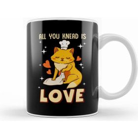 Humuts Porselen Beyaz Cute Funny All You Knead Is Love Cat Kneading Kupa Bardak