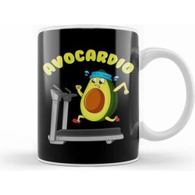 Humuts Porselen Beyaz Cute Funny Avo Cardio Avocado Cardio Pun Gym Kupa Bardak