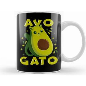 Humuts Porselen Beyaz Cute Funny Avogato Avocado Cat Pun Kupa Bardak