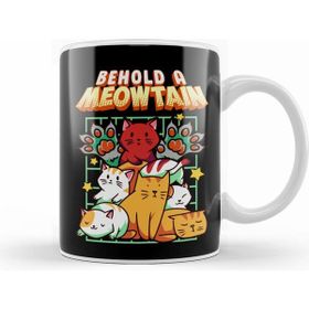 Humuts Porselen Beyaz Cute Funny Behold A Meowtain Cat Mountain Kitty Kupa Bardak