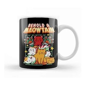 Humuts Porselen Beyaz Cute Funny Behold A Meowtain Cat Mountain Kitty Kupa Bardak