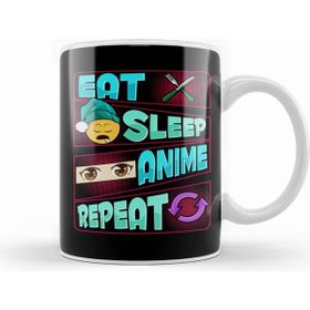 Humuts Porselen Beyaz Cute Funny Eat Sleep Anime Repeat Anime Lover Kupa Bardak