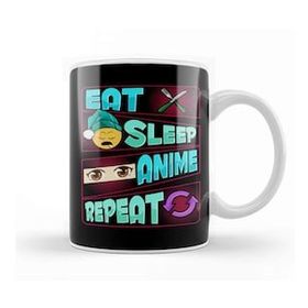 Humuts Porselen Beyaz Cute Funny Eat Sleep Anime Repeat Anime Lover Kupa Bardak