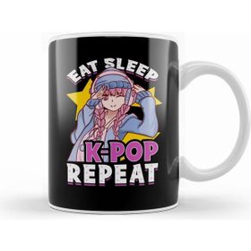 Humuts Porselen Beyaz Cute Funny Eat Sleep K Pop Repeat Korean Music Kupa Bardak