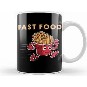 Humuts Porselen Beyaz Cute Funny Fast Food Running French Fries Punny Kupa Bardak
