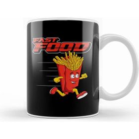 Humuts Porselen Beyaz Cute Funny Fast Food Running French Fries Punny Kupa Bardak