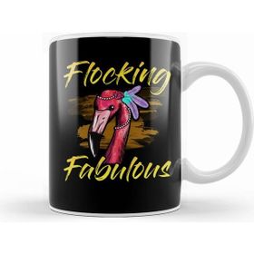 Humuts Porselen Beyaz Cute Funny Flocking Fabulous Flamingo Pun Kupa Bardak