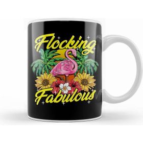 Humuts Porselen Beyaz Cute Funny Flocking Fabulous Flamingo Pun Kupa Bardak