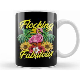 Humuts Porselen Beyaz Cute Funny Flocking Fabulous Flamingo Pun Kupa Bardak