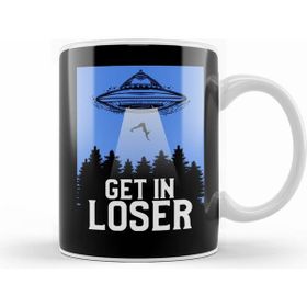 Humuts Porselen Beyaz Cute Funny Get In Loser Ufo Aliens Spaceship Kupa Bardak