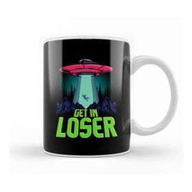 Humuts Porselen Beyaz Cute Funny Get In Loser Ufo Aliens Spaceship Kupa Bardak