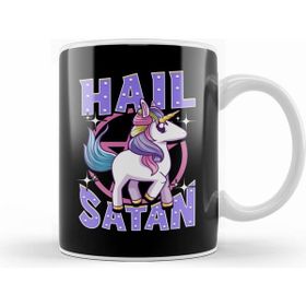 Humuts Porselen Beyaz Cute Funny Hail Satan Unicorn Satanic Metal Pun Kupa Bardak