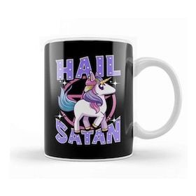 Humuts Porselen Beyaz Cute Funny Hail Satan Unicorn Satanic Metal Pun Kupa Bardak