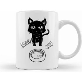 Humuts Porselen Beyaz Cute Funny Hungry Cat Kitty Waiting For Milk Kupa Bardak