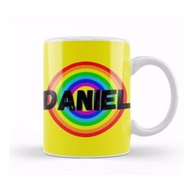 Humuts Porselen Beyaz Daniel Name Personalized Custom Vintage Retro Rainbow Design Gift Baby Gift For Him Kupa Bardak