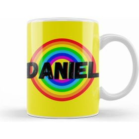 Humuts Porselen Beyaz Daniel Name Personalized Custom Vintage Retro Rainbow Design Gift Baby Gift For Him Kupa Bardak