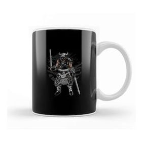 Humuts Porselen Beyaz Dark Viking And Swords Motif Kupa Bardak