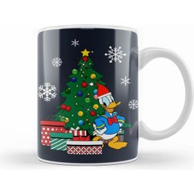 Humuts Porselen Beyaz Donald Duck Around The Christmas Tree Kupa Bardak