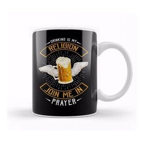 Humuts Porselen Beyaz Drinking Is My Religion Join Me In Prayer Beer Pun Kupa Bardak