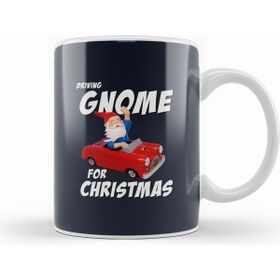 Humuts Porselen Beyaz Driving Gnome For Christmas Kupa Bardak