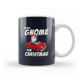 Humuts Porselen Beyaz Driving Gnome For Christmas Kupa Bardak