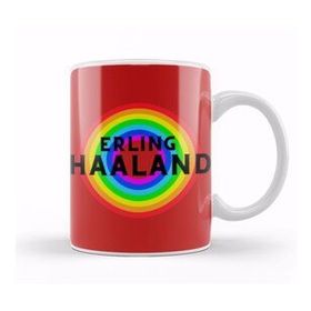 Humuts Porselen Beyaz Erling Haaland Vintage Retro Rainbow Style Kupa Bardak