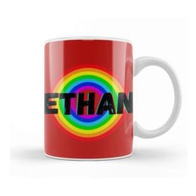 Humuts Porselen Beyaz Ethan Name Personalized Custom Vintage Retro Rainbow Design Gift Baby Gift For Him Kupa Bardak