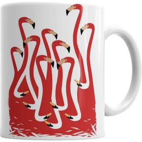 Humuts Porselen Beyaz Flamingo Kupa Bardak