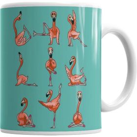 Humuts Porselen Beyaz Flamingo Yoga Kupa Bardak