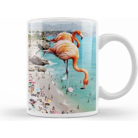 Humuts Porselen Beyaz Flamingos On The Beach Kupa Bardak