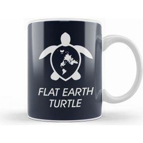 Humuts Porselen Beyaz Flat Earth Turtle Kupa Bardak