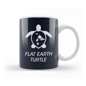 Humuts Porselen Beyaz Flat Earth Turtle Kupa Bardak