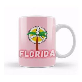 Humuts Porselen Beyaz Florida Love Gift Vintage Retro Rainbow Kupa Bardak
